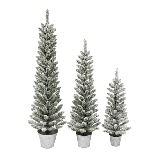 6 Packs: 3 ct. (18 total) Potted Flocked Artificial Christmas Trees